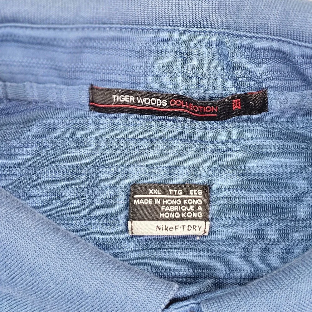 Nike Tiger Woods Polo Shirt Mens 2XL Blue Golf Indiana Farm Bureau 267018-442